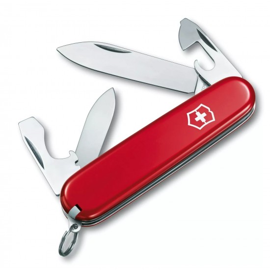 Складаний ніж 84 мм Victorinox RECRUIT 2 шари, 10 функцій з червоними накладками, блістер (0.2503.B1)