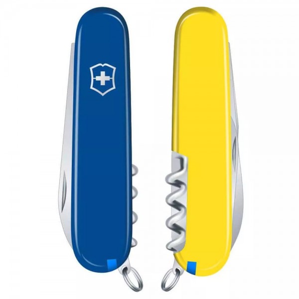 Складаний ніж 84 мм Victorinox Waiter Ukraine 9 функцій Синє-жовтий (0.3303.2.8)
