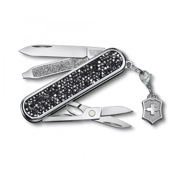 Складаний ніж 58 мм Victorinox Classic SD Brilliant Crystal 5 функцій, рукоять інкрустована кристалами (0.6221.35)