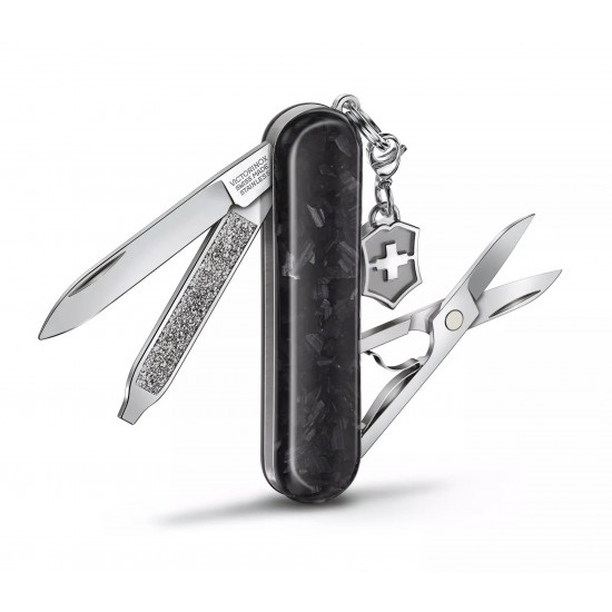 Складаний ніж Victorinox Classic SD Brilliant Carbon 58 мм 5 функцій рукоятка з карбону (0.6221.90)
