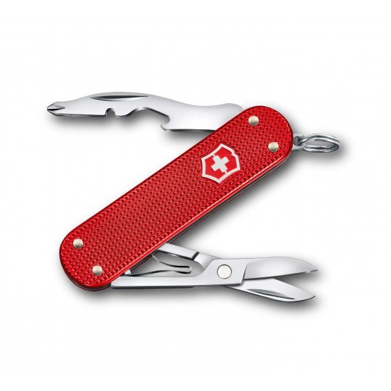 Кишеньковий складаний інструмент 58мм Victorinox COMPANION S ALOX 5 функцій, рифлені червоні накладки, ножиці, викрутка (0.6261.20)