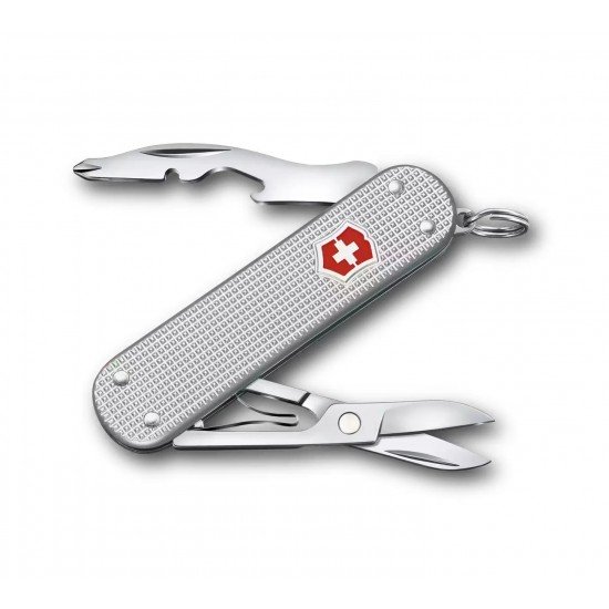 Кишеньковий складаний інструмент 58мм Victorinox COMPANION S ALOX 5 функцій, рифлені сріблясті накладки, ножиці, викрутка (0.6261.26)