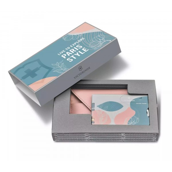 Картка-мультитул на 10 функцій Victorinox SwissCard Classic Paris Style чохол у комплекті, розовий (0.7100.E221))