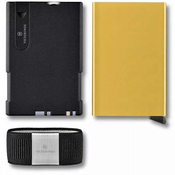 Картка-мультитул на10 функцій з картхолдером Victorinox SMARTCARD Wallet Delightful Gold золотисто-жовтий, ножиці, ручка (0.7250.38)