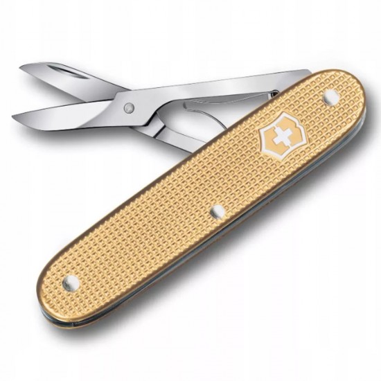 Кишеньковий складаний інструмент ножиці 93мм Victorinox COMPANION X ALOX 1 функція, рифлені золотисті накладки (0.8070.28)