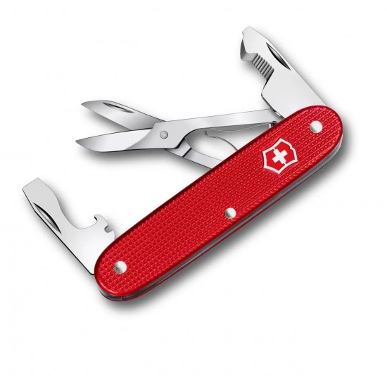 Кишеньковий складаний інструмент 93мм Victorinox COMPANION SLIM ALOX 6 функцій, рифлені червоні накладки, відкривачка для коробок, ножиці (0.8170.26)