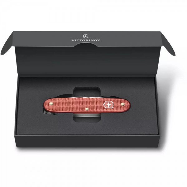 Колекційний складаний ніж Victorinox PIONEER X Stone Red 93мм/3 шари/9 функцій/блідо-червоні рифлені накладки /кернер/ножиці (Lim.Ed. 2025) (0.8231.L25)