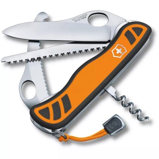Великий складаний ніж Victorinox HUNTER XT 111мм/6 функцій/помаранчево-чорні матові накладки/одноручне лезо з блокуванням/штопор/пилка/одноручний стропоріз, блістер (0.8341.MC9B1)