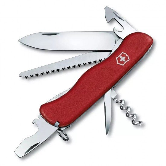 Складаний ніж 111 мм Victorinox FORESTER 12 функцій/червоні матові накладки/блокування леза/штопор/пилка (блістер) (0.8363.B1)