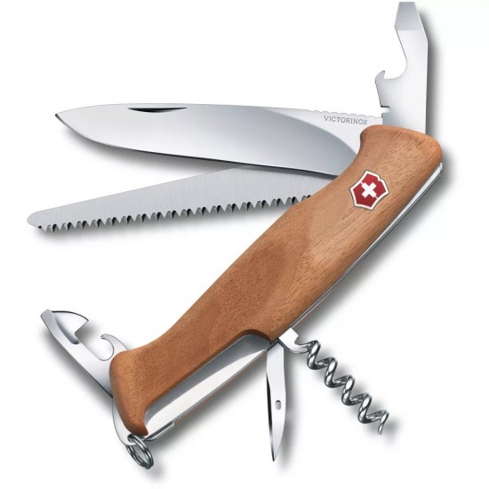 Складаний ніж 130 мм "Victorinox" Ranger 55 Wood 10 функцій, горіх, блістер (0.9561.63B1)