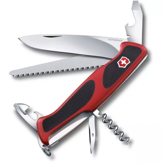 Складаний ніж 130 мм Victorinox Delemont RangerGrip 55 12 функцій, червоно-чорний, блістер (09563.CB1)