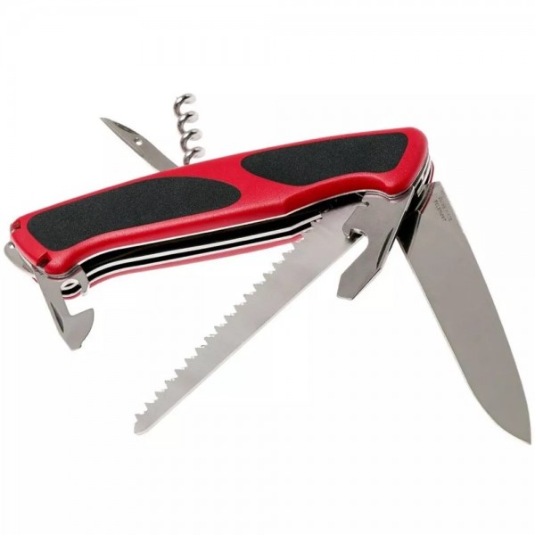 Складаний ніж 130 мм Victorinox Delemont RangerGrip 55 12 функцій, червоно-чорний, блістер (09563.CB1)