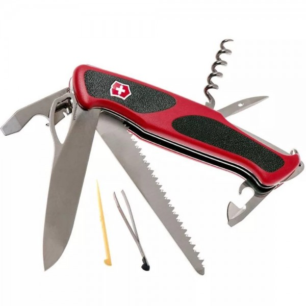 Складаний ніж 130 мм Victorinox Delemont RangerGrip 79 14 функцій, червоно-чорний, блістер (0.9563.MCB1)