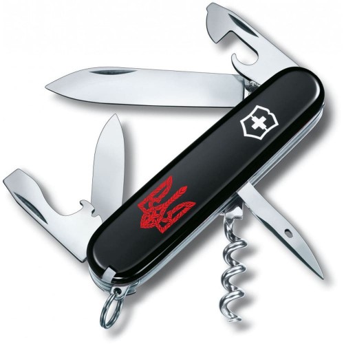 Складаний ніж Victorinox SPARTAN UKRAINE Тризуб плетінь червоний. 1.3603.3_T0691u