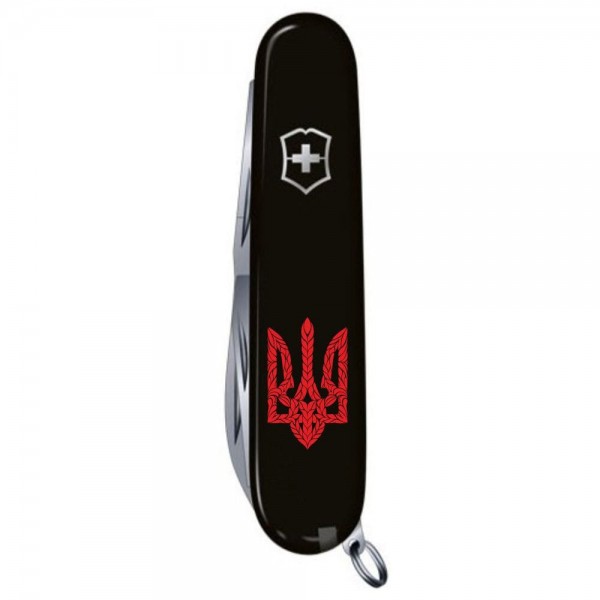 Складаний ніж Victorinox SPARTAN UKRAINE Тризуб плетінь червоний. 1.3603.3_T0691u