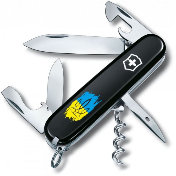 Складаний ніж Victorinox SPARTAN UKRAINE Тризуб фігурний на фоні прапора 1.3603.3_T1026u