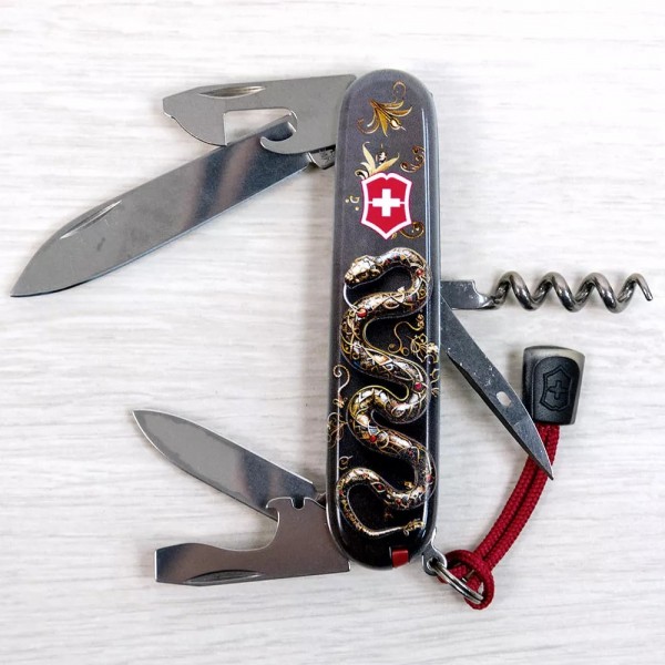Ексклюзивний складаний ніж 91мм Victorinox SPARTAN ZODIAC 3D 2 шари 13 функцій, розкішна змія (1.3603.3_Z4210hk)