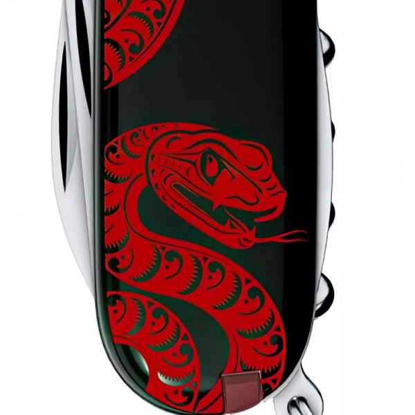 Ексклюзивний складаний ніж 91мм Victorinox SPARTAN ZODIAC 3 шари, 12 функцій, чорні накладки Червона змія (1.3603.3_Z4361u)