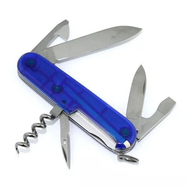 Складаний ніж 91 мм Victorinox Spartan Blue Trans 2 шари, 12 функцій, синій напівпрозорий, блістер (1.3603.T2B1)