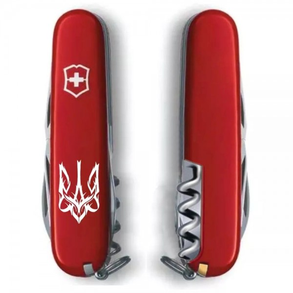 Складаний ніж Victorinox Spartan Ukraine 91 мм, 12 функцій Тризуб готичний білий (1.3603_T0630u)