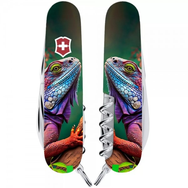 Складаний ніж Victorinox Camper Animal 91 мм 14 функцій Хамелеон (1.3613.3_F1020pw)