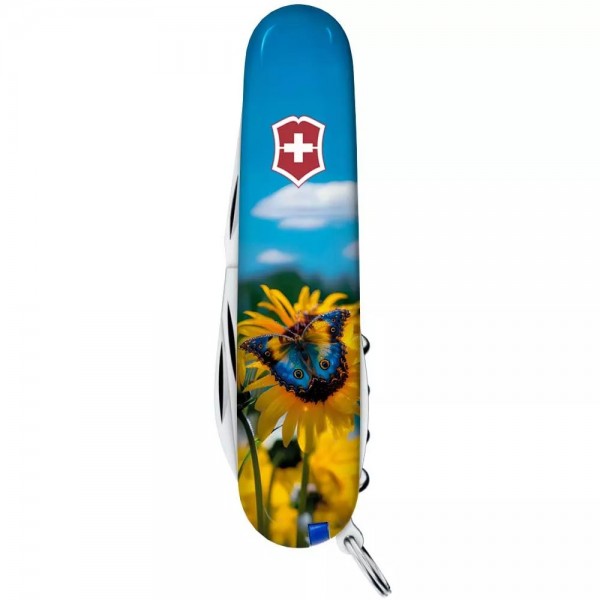 Складаний ніж Victorinox Camper Ukraine 91 мм 14 функцій Соняшники та метелик (1.3613.7_T3200pw)
