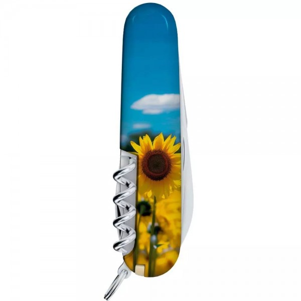 Складаний ніж Victorinox Camper Ukraine 91 мм 14 функцій Соняшники та метелик (1.3613.7_T3200pw)