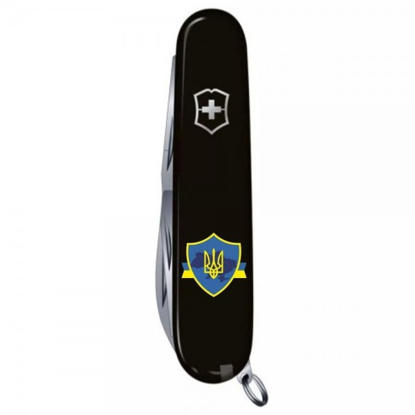 Складаний ніж Victorinox Climber Ukraine Тризуб на щиті зі стрічкою (1.3703.3_T1070u)