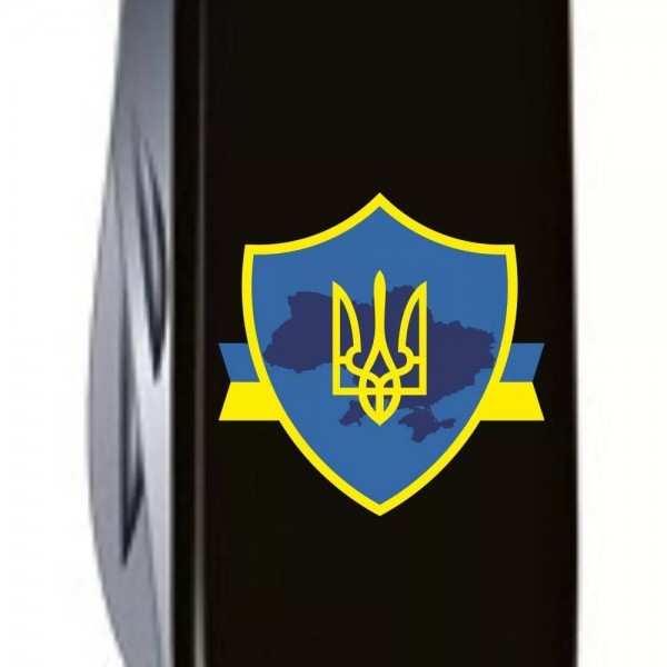 Складаний ніж Victorinox Climber Ukraine Тризуб на щиті зі стрічкою (1.3703.3_T1070u)