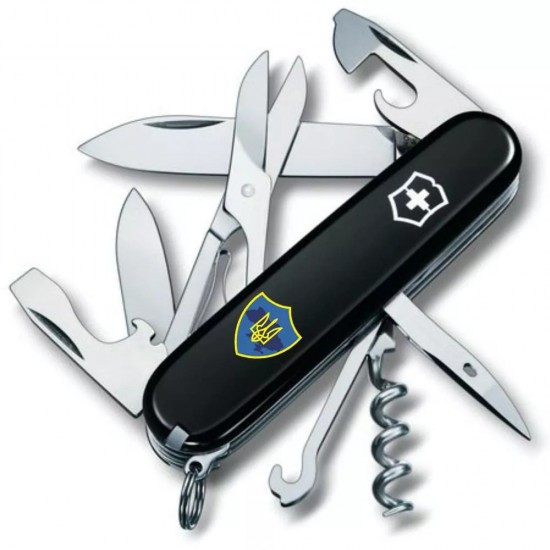 Складаний ніж Victorinox Climber Ukraine Тризуб на щиті (1.3703.3_T1080u)