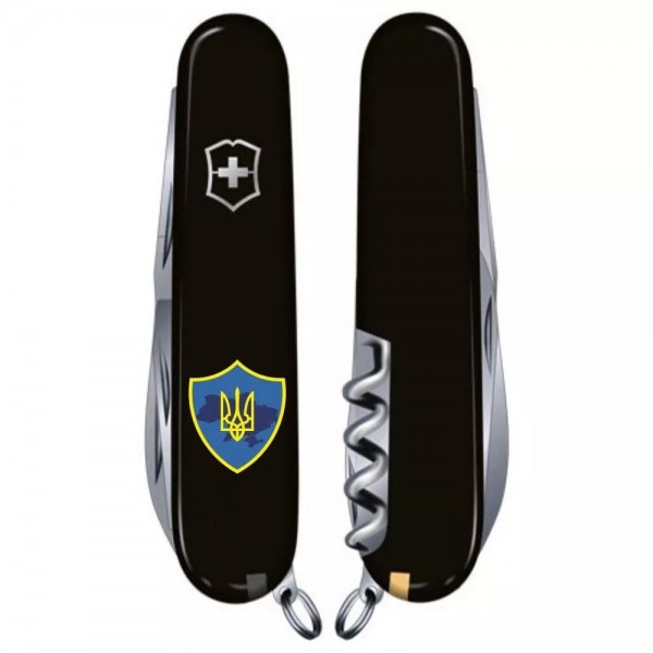 Складаний ніж Victorinox Climber Ukraine Тризуб на щиті (1.3703.3_T1080u)