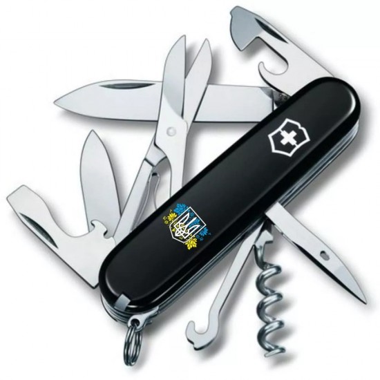 Складаний ніж Victorinox Climber Ukraine Герб України з квітковим прапором (1.3703.3_T1280u)