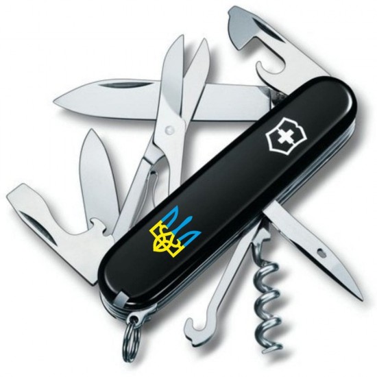 Складаний ніж Victorinox CLIMBER UKRAINE Тризуб синє-жовт. 1.3703.3_T0016u