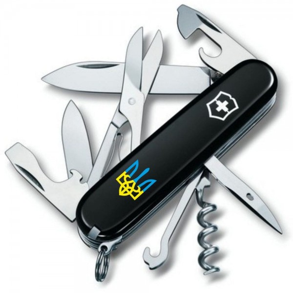 Складаний ніж Victorinox CLIMBER UKRAINE Тризуб синє-жовт. 1.3703.3_T0016u