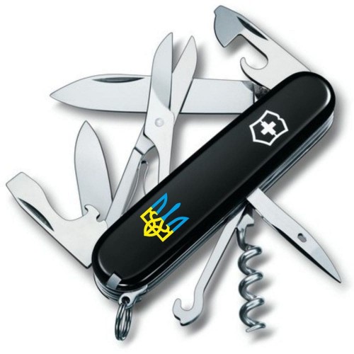 Складаний ніж Victorinox CLIMBER UKRAINE Тризуб синє-жовт. 1.3703.3_T0016u