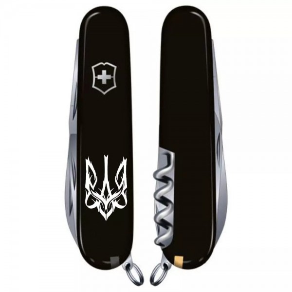 Складаний ніж Victorinox Climber Ukraine Тризуб готичний білий (1.3703.3_T0630u)