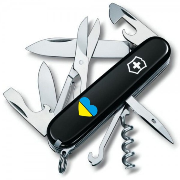 Складання ніж Victorinox CLIMBER UKRAINE Серце синє-жовте 1.3703.3_T1090u