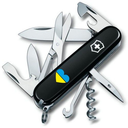 Складання ніж Victorinox CLIMBER UKRAINE Серце синє-жовте 1.3703.3_T1090u