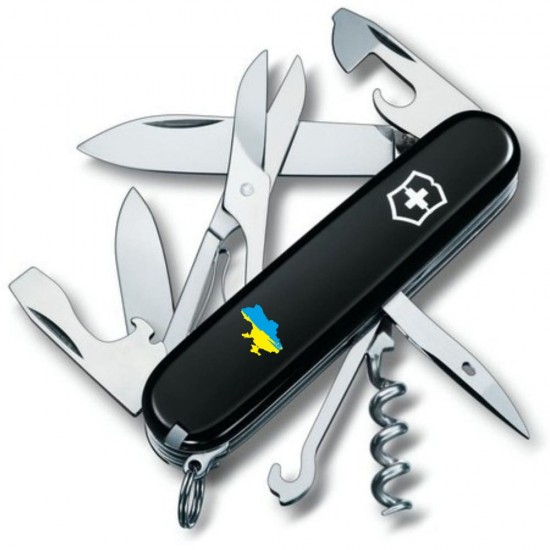 Складаний ніж Victorinox CLIMBER UKRAINE Карта України блакитно-жовт. 1.3703.3_T1166u