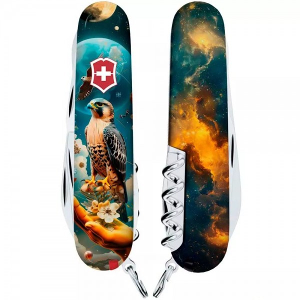 Складаний ніж Victorinox Climber Ukraine 91 мм 15 функцій Сокіл-захисник (1.3703.3_T3210pw)