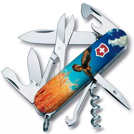 Складаний ніж Victorinox Climber Ukraine 91 мм 15 функцій Вільний Сокіл (1.3703.7_T3230pw)