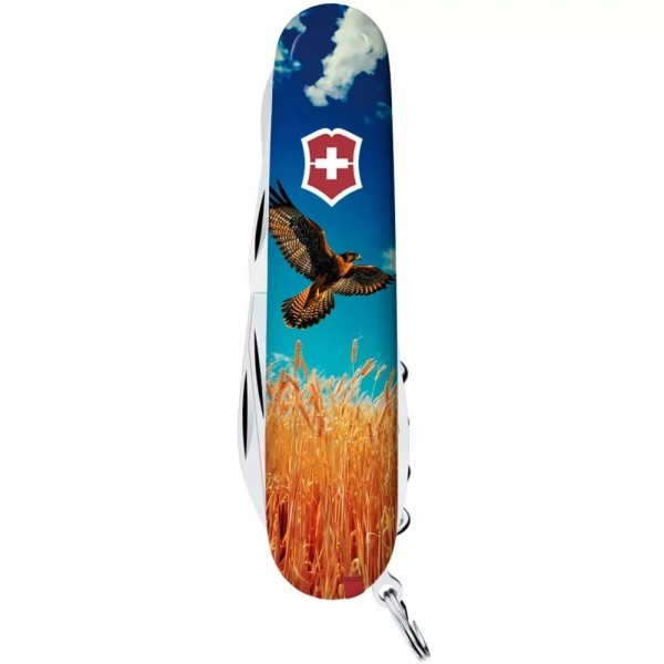 Складаний ніж Victorinox Climber Ukraine 91 мм 15 функцій Вільний Сокіл (1.3703.7_T3230pw)