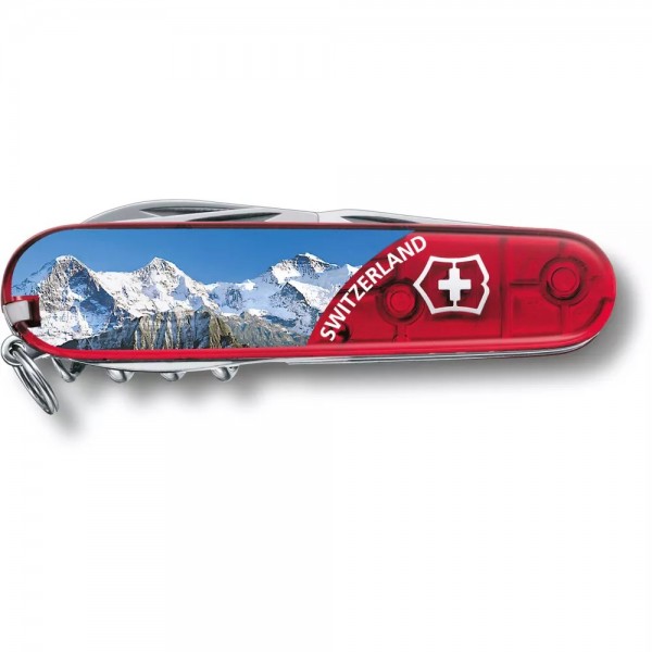 Складаний ніж 91мм Victorinox CLIMBERJungfrau 14 функцій, червоні напівпрозорі накладки (1.3703.TE3)