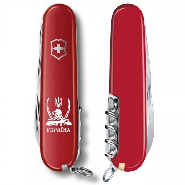 Складаний ніж Victorinox Climber Ukraine Козак із шаблями (1.3703_T1110u)
