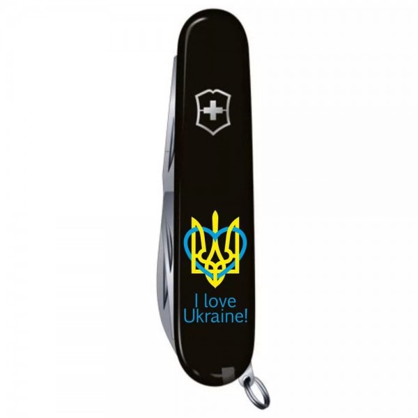 Складаний ніж Victorinox Huntsman Ukraine Тризуб із серцем та I love Ukraine (1.3713.3_T1310u)