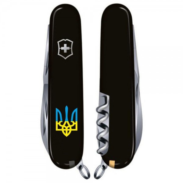 Складаний ніж Victorinox HUNTSMAN UKRAINE Тризуб синє-жовт 1.3713.3_T0016u