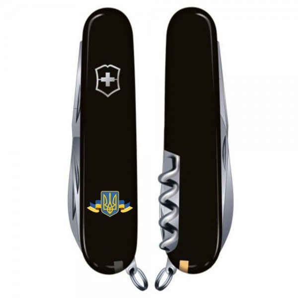 Складаний ніж Victorinox HUNTSMAN UKRAINE Герб України зі стрічкою 1.3713.3_T1010u