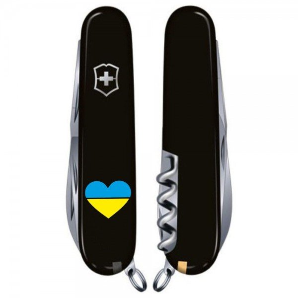 Складання ніж Victorinox HUNTSMAN UKRAINE Серце синє-жовте 1.3713.3_T1090u