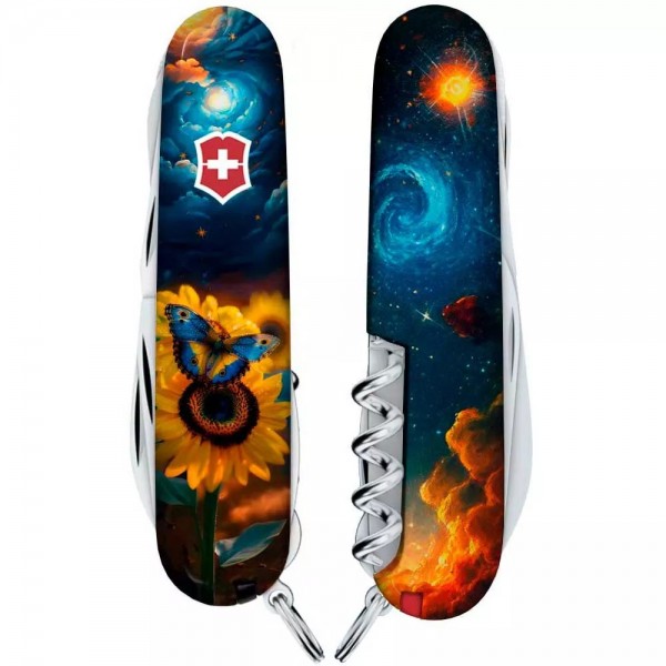 Складаний ніж Victorinox Huntsman Ukraine 91 мм 16 функцій Зоряний метелик (1.3713.3_T3240pw)