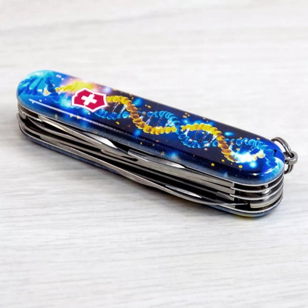 Складаний ніж 91мм Victorinox Huntsman Zodiac15 функцій синій ДНК Українця (1.3713.3_T3270pw)